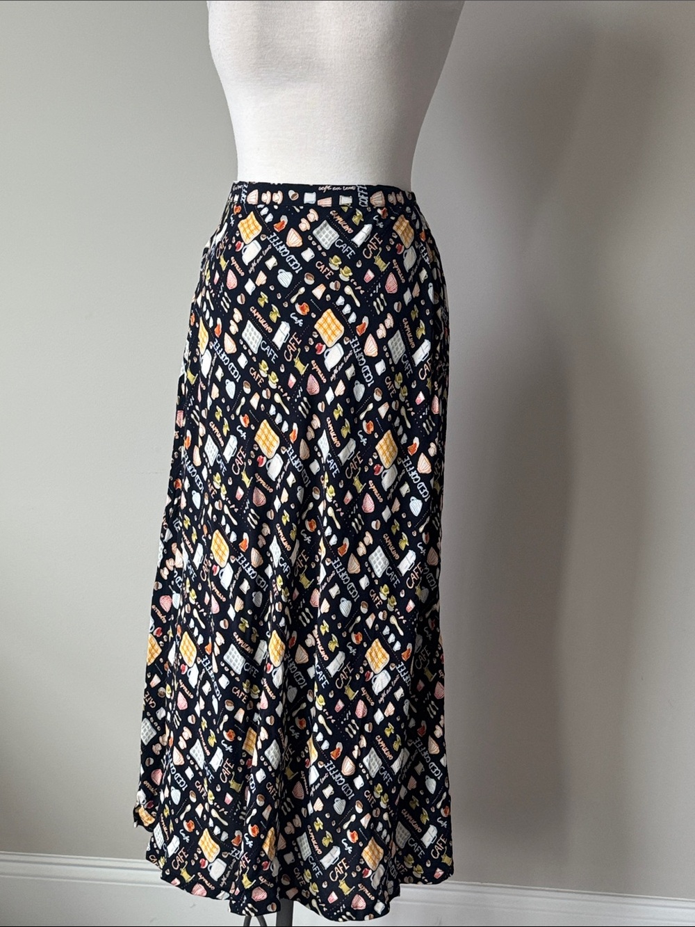 Vtg David Tart Cafe Printed Maxi Skirt Whimsigoth Teacher Size Medium